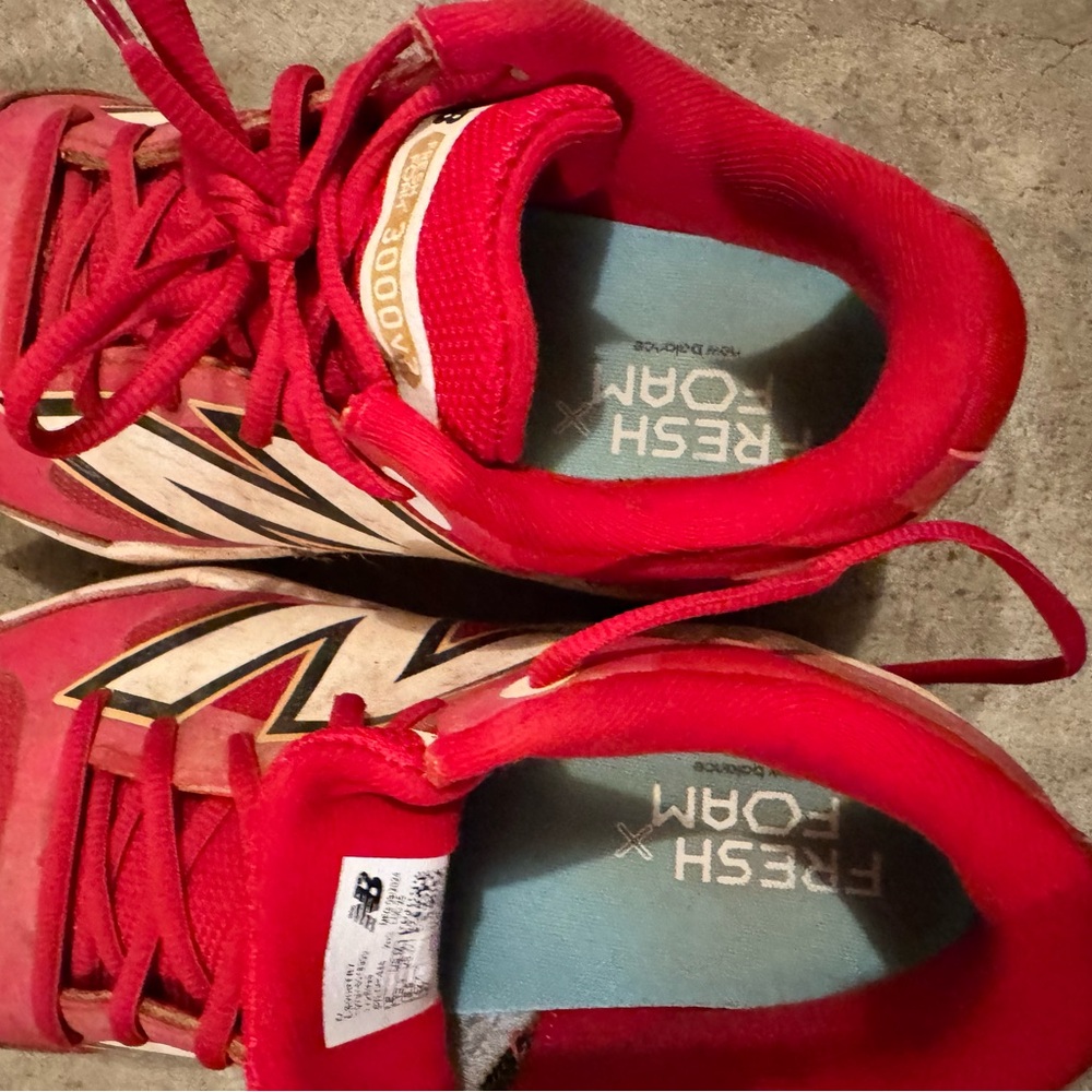 New Balance Bold Red Metal Cleats - Picture 3 of 5